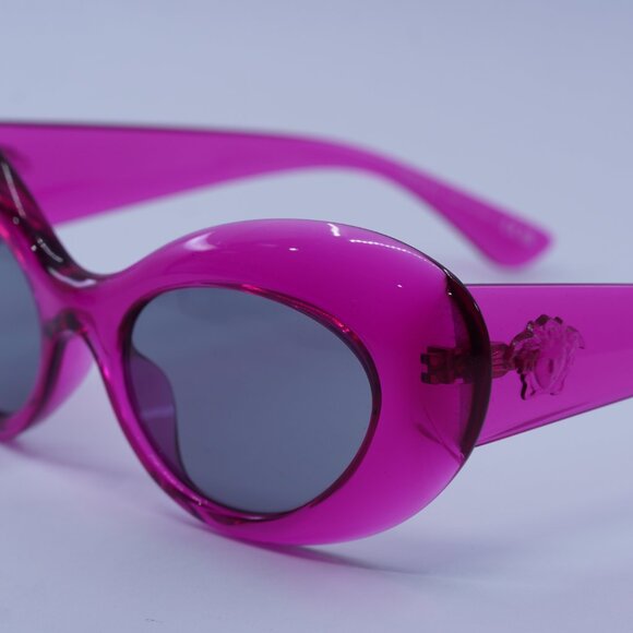Versace VE4456U 533487 Sunglasses Pink Transparent Oval Frame, Grey Lenses - Picture 2 of 12